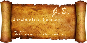 Jakubovics Demeter névjegykártya
